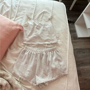 White lace trim Pajama Set
